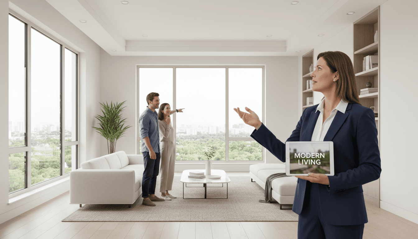 House Buyers of America representative discussing rental property management with homeowner